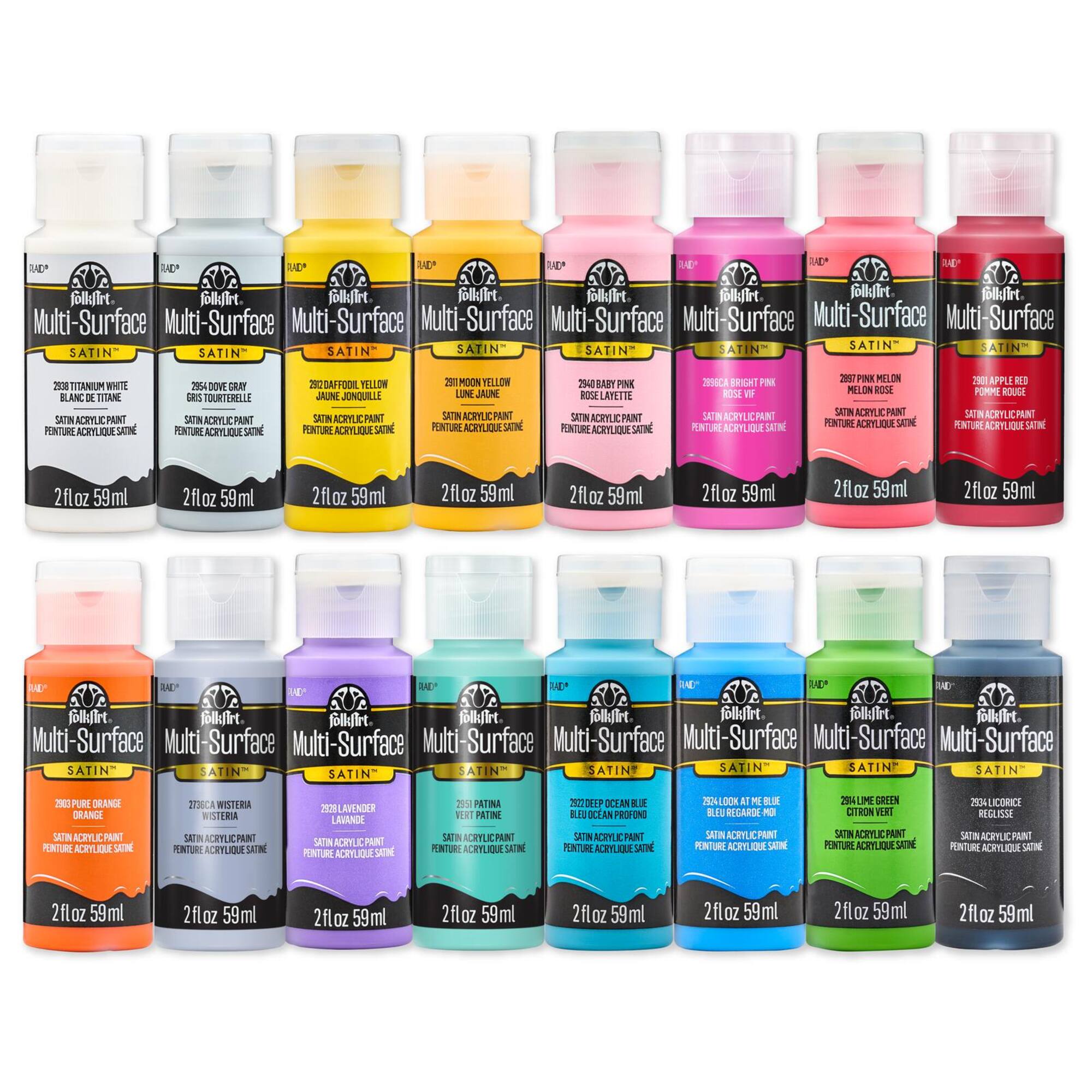 FolkArt® Multi-Surface Satin™ Brights 16 Color Acrylic Paint Set